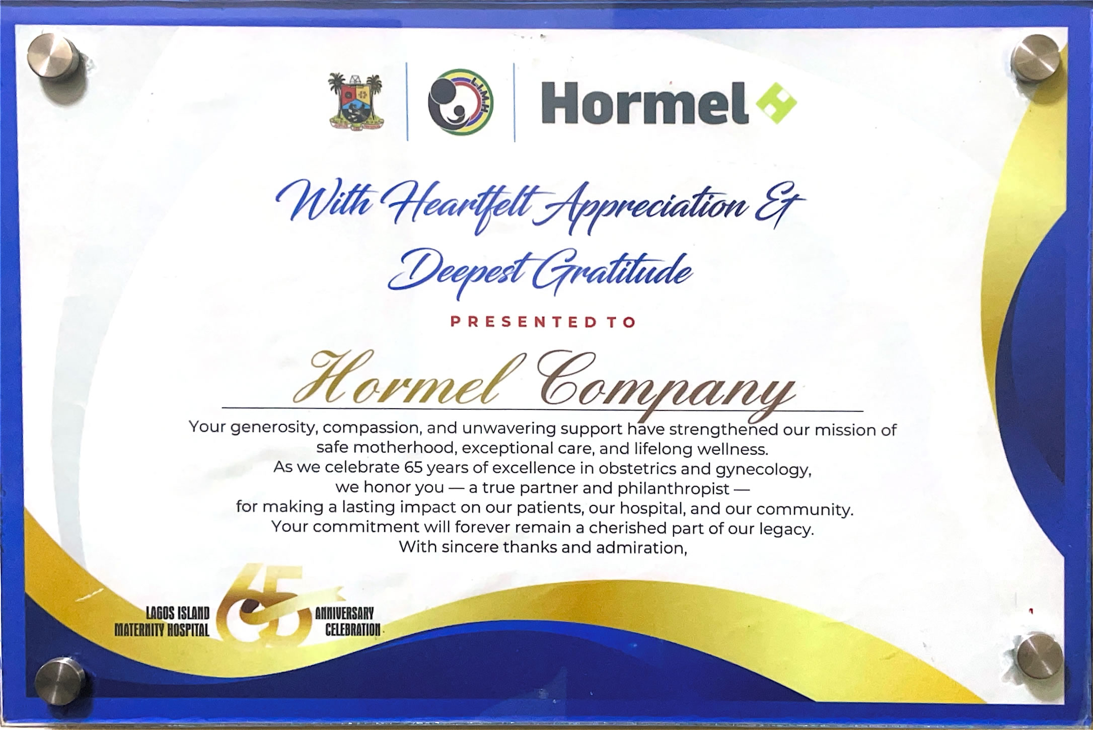 Appreciation & Gratitude Award